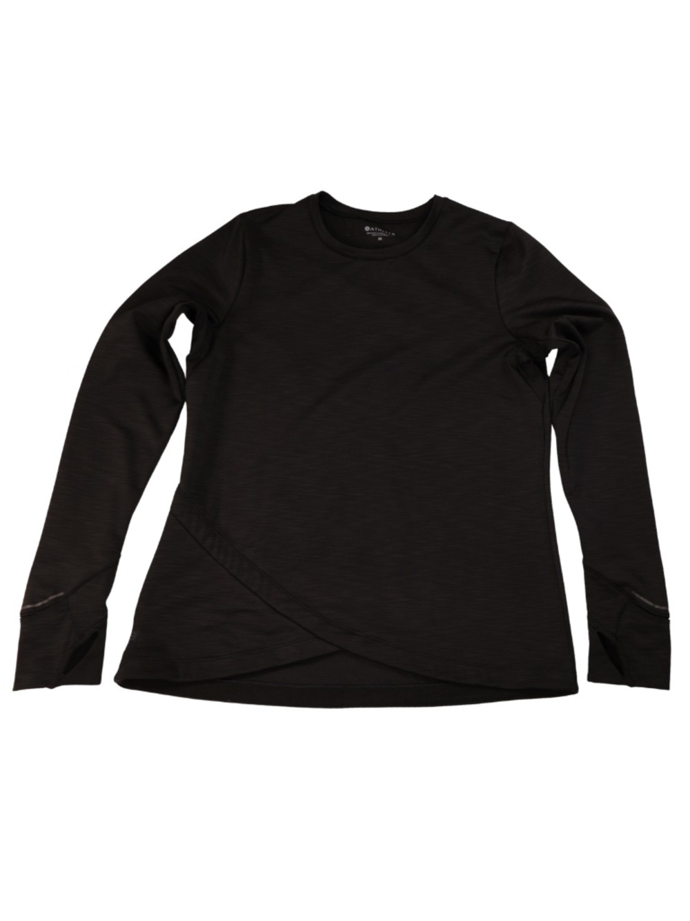 Athleta Black Long Sleeve Running Top Medium Thumbholes Zip Pocket
